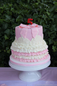 pink ruffle dress cake