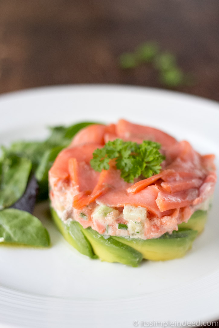 Mi-cuit Salmon with greek yogurt, cucumber and avocado - Simple Indeed